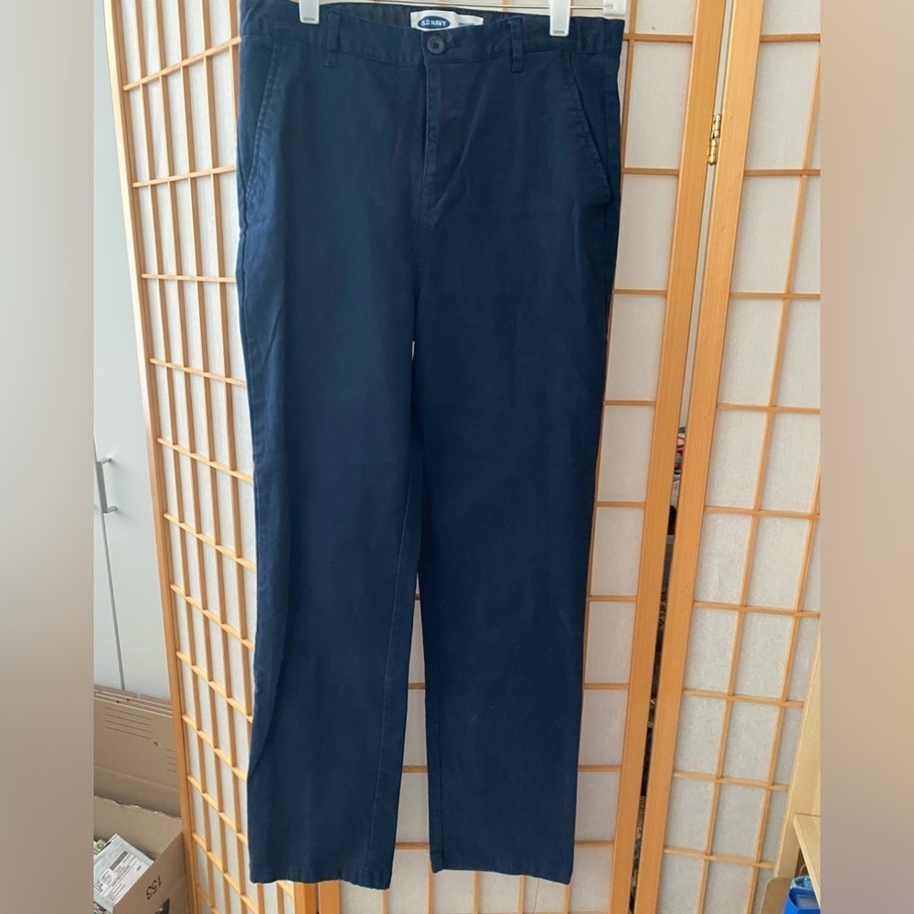 Old Navy boy's size 18 uniform pants tech straight built-in-flex navy blue NEW